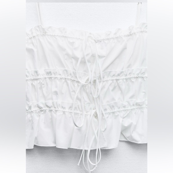 Zara tied poplin top white Medium - Picture 14 of 16